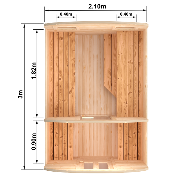 Fasssauna / Gartensauna / Banja / Quadro 3,0 m mit Vorraum